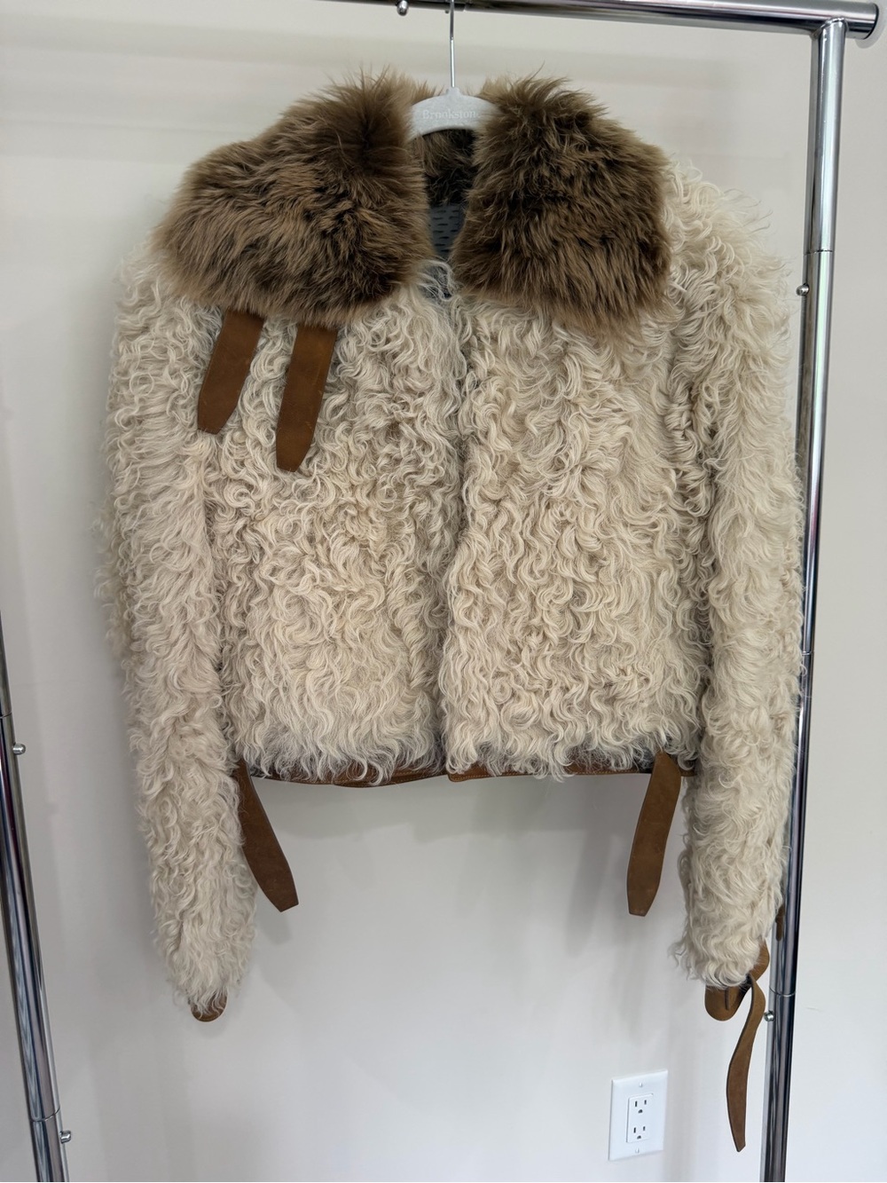Vintage Late 1970s Glam Fur Full Curly Lamb Jacket RARE Bold Editorial Unique